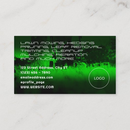 Modern professioneel grasmaaien afbeelding visitekaartje (Achterkant)