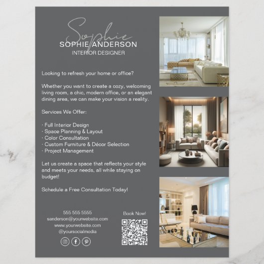 Modern professioneel grijs bedrijf flyer (Voorkant)