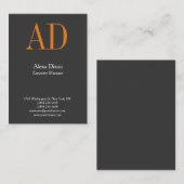 Modern professioneel grijs oranje monogram visitekaartje (Voorkant / Achterkant)