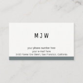 Modern professioneel grijs streep & initialen patr visitekaartje (Achterkant)