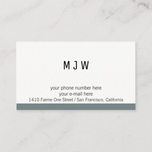 Modern professioneel grijs streep & initialen patr visitekaartje (Achterkant)