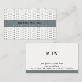 Modern professioneel grijs streep & initialen patr visitekaartje (Voorkant / Achterkant)