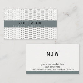 Modern professioneel grijs streep & initialen patr visitekaartje