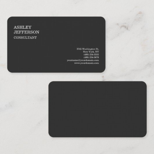 Modern professioneel grijs trendy minimalistisch e visitekaartje (Voorkant / Achterkant)
