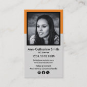 Modern Professioneel Grijs Zwart Sinaasappel Loyal Afsprakenkaartje (Voorkant)