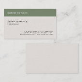 Modern Professioneel Groen Beige Elegant Plain Visitekaartje (Voorkant / Achterkant)