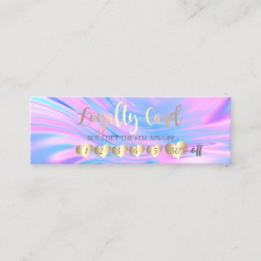 Modern professioneel hart opal holografisch klantenkaartje (Voorkant)