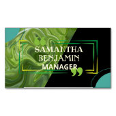 Modern Professioneel Klassiek Groen Zwart Stijlvol Magnetisch Visitekaartje (Voorkant)