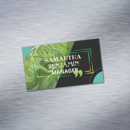 Modern Professioneel Klassiek Groen Zwart Stijlvol Magnetisch Visitekaartje (Voorbeeld)