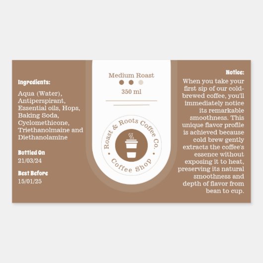 Modern professioneel koffielabel rechthoekige sticker (Voorkant)