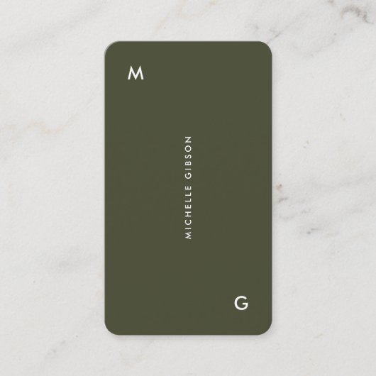 Modern Professioneel Leger Groen Eenvoudig Visitekaartje (Voorkant)