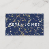 Modern professioneel marineblauw goud chique marme visitekaartje (Voorkant)