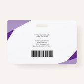 Modern Professioneel Medewerker Barcode ID Badge (Achterkant)