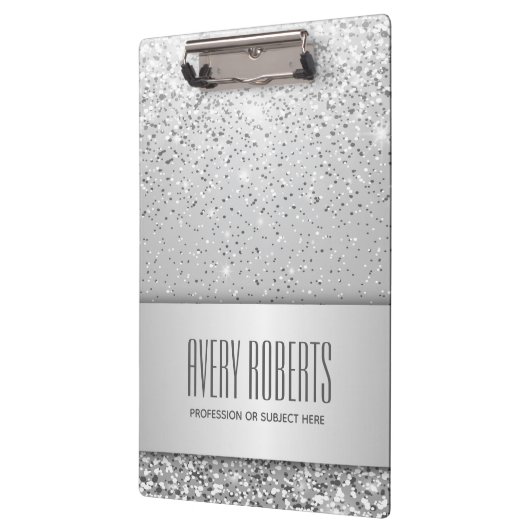 Modern professioneel metallic zilver klembord (Links)