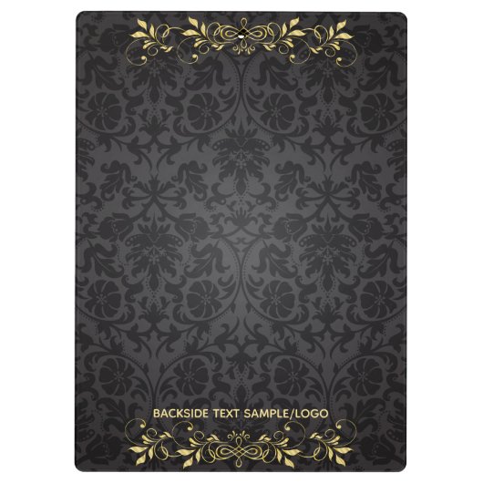 Modern professioneel metallisch zwart goud klembord (Achterkant)