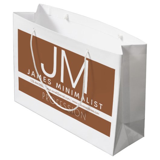 Modern Professioneel Minimaal Design | Bruin & Wit Groot Cadeauzakje (Achterkant Gekanteld)