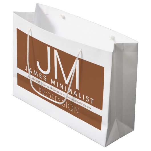 Modern Professioneel Minimaal Design | Bruin & Wit Groot Cadeauzakje (Voorkant Gekanteld)