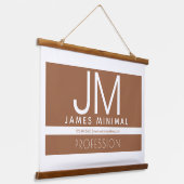 Modern Professioneel Minimaal Design | Bruin & Wit Hangend Wandkleed (Gebogen)