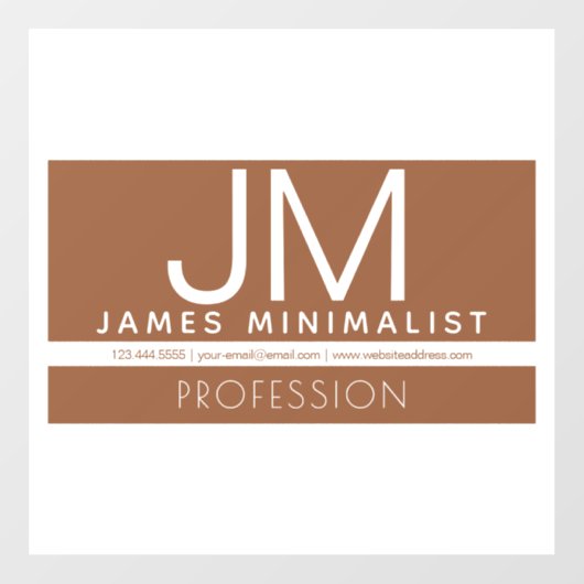 Modern Professioneel Minimaal Design | Bruin & Wit Raamsticker (Vel)