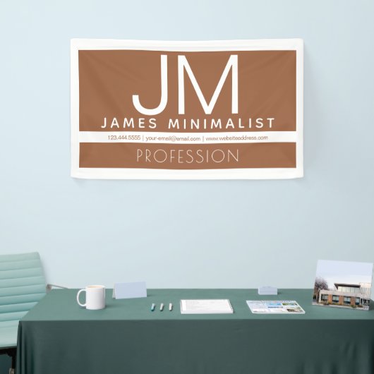 Modern Professioneel Minimaal Design | Bruin & Wit Spandoek (Beurs)