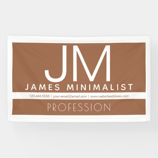 Modern Professioneel Minimaal Design | Bruin & Wit Spandoek (Horizontaal)