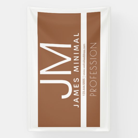Modern Professioneel Minimaal Design | Bruin & Wit Spandoek (Verticaal)