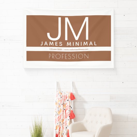 Modern Professioneel Minimaal Design | Bruin & Wit Spandoek (Insitu)