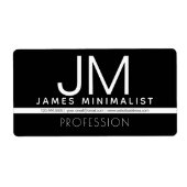 Modern Professioneel Minimaal Design | Zwart & Wit Etiket (Voorkant)
