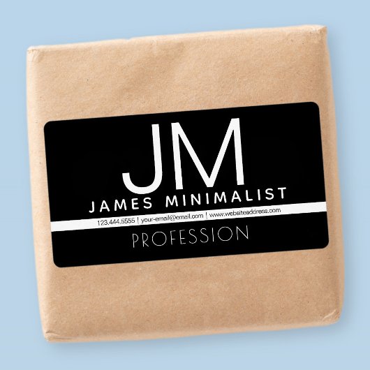 Modern Professioneel Minimaal Design | Zwart & Wit Etiket