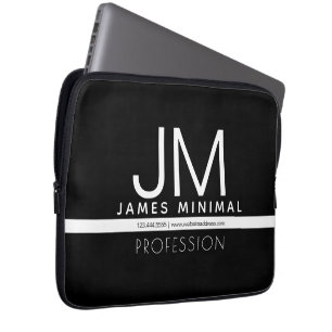 Modern Professioneel Minimaal Design Zwart & Wit Laptop Sleeve