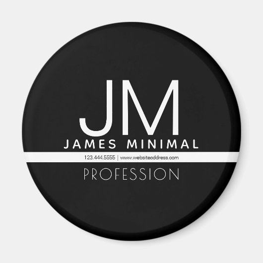 Modern Professioneel Minimaal Design | Zwart & Wit Magneet (Voorkant)