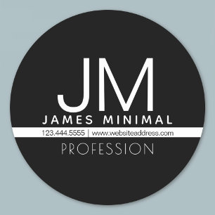 Modern Professioneel Minimaal Design Zwart & Wit Ronde Sticker
