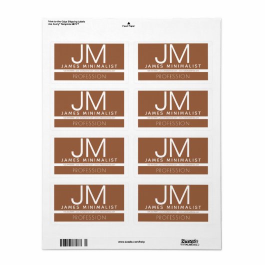 Modern professioneel minimaal ontwerp | Bruin & Wi Etiket (Full Sheet)