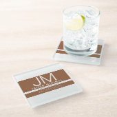 Modern professioneel minimaal ontwerp | Bruin & Wi Glazen Onderzetter (Schuin)