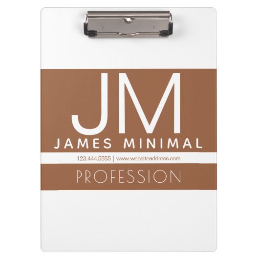 Modern professioneel minimaal ontwerp | Bruin & Wi Klembord (Voorkant)