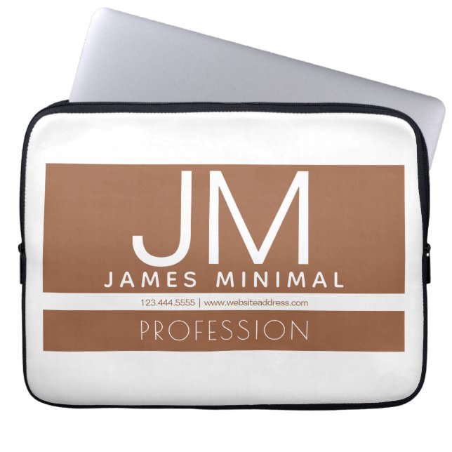 Modern professioneel minimaal ontwerp | Bruin & Wi Laptop Sleeve (Voorkant)