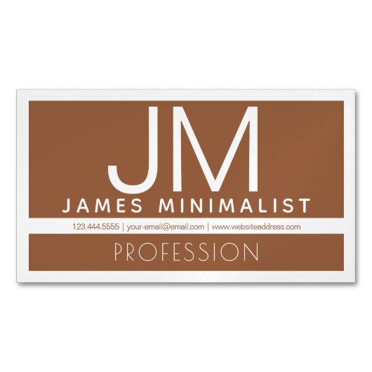 Modern professioneel minimaal ontwerp | Bruin & Wi Magnetisch Visitekaartje (Voorkant)
