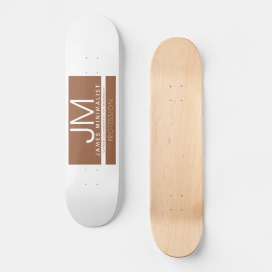 Modern professioneel minimaal ontwerp | Bruin & Wi Persoonlijk Skateboard (Voorkant)