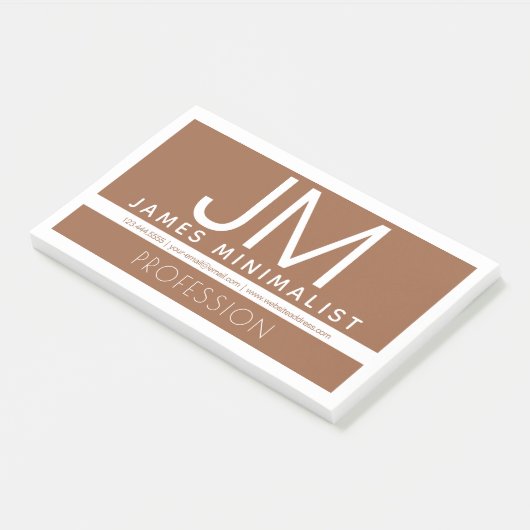 Modern professioneel minimaal ontwerp | Bruin & Wi Post-it® Notes (Schuin)