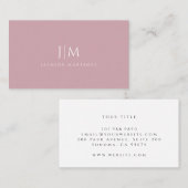 Modern Professioneel Minimalistisch Monogram Roze Visitekaartje (Voorkant / Achterkant)