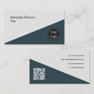 Modern Professioneel Minimalistisch QR Code Donker Visitekaartje
