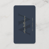 Modern Professioneel Monogram Donkerblauw Visitekaartje (Voorkant)