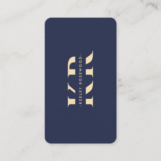 Modern Professioneel Monogram Elegant Donkerblauw Visitekaartje (Voorkant)