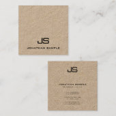 Modern Professioneel Monogram Elegant Kraftpapier- Vierkante Visitekaartje (Voorkant / Achterkant)