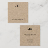Modern Professioneel Monogram Elegant Kraftpapier- Vierkante Visitekaartje (Voorkant / Achterkant)