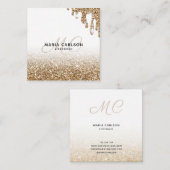 Modern Professioneel Monogram Glitterende gouden d Vierkante Visitekaartje (Voorkant / Achterkant)