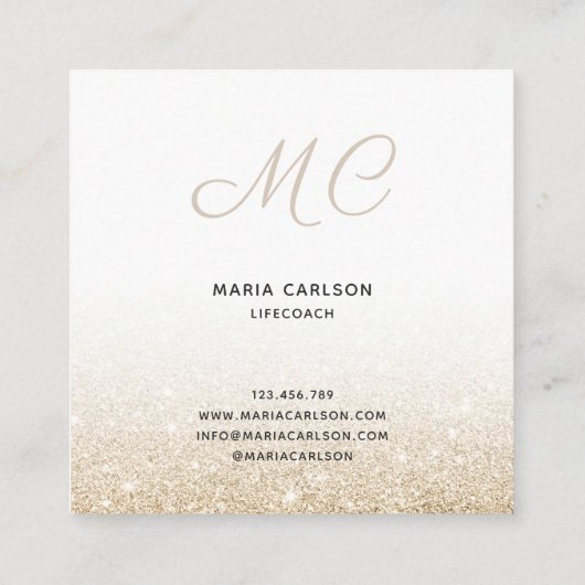 Modern Professioneel Monogram Glitterende gouden d Vierkante Visitekaartje (Achterkant)