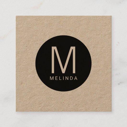 Modern professioneel monogram kraftpapier vierkante visitekaartje (Voorkant)