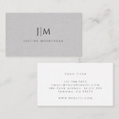 Modern professioneel monogram minimalistisch grijs visitekaartje (Voorkant / Achterkant)