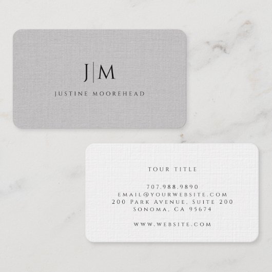 Modern professioneel monogram minimalistisch grijs visitekaartje (Voorkant / Achterkant)